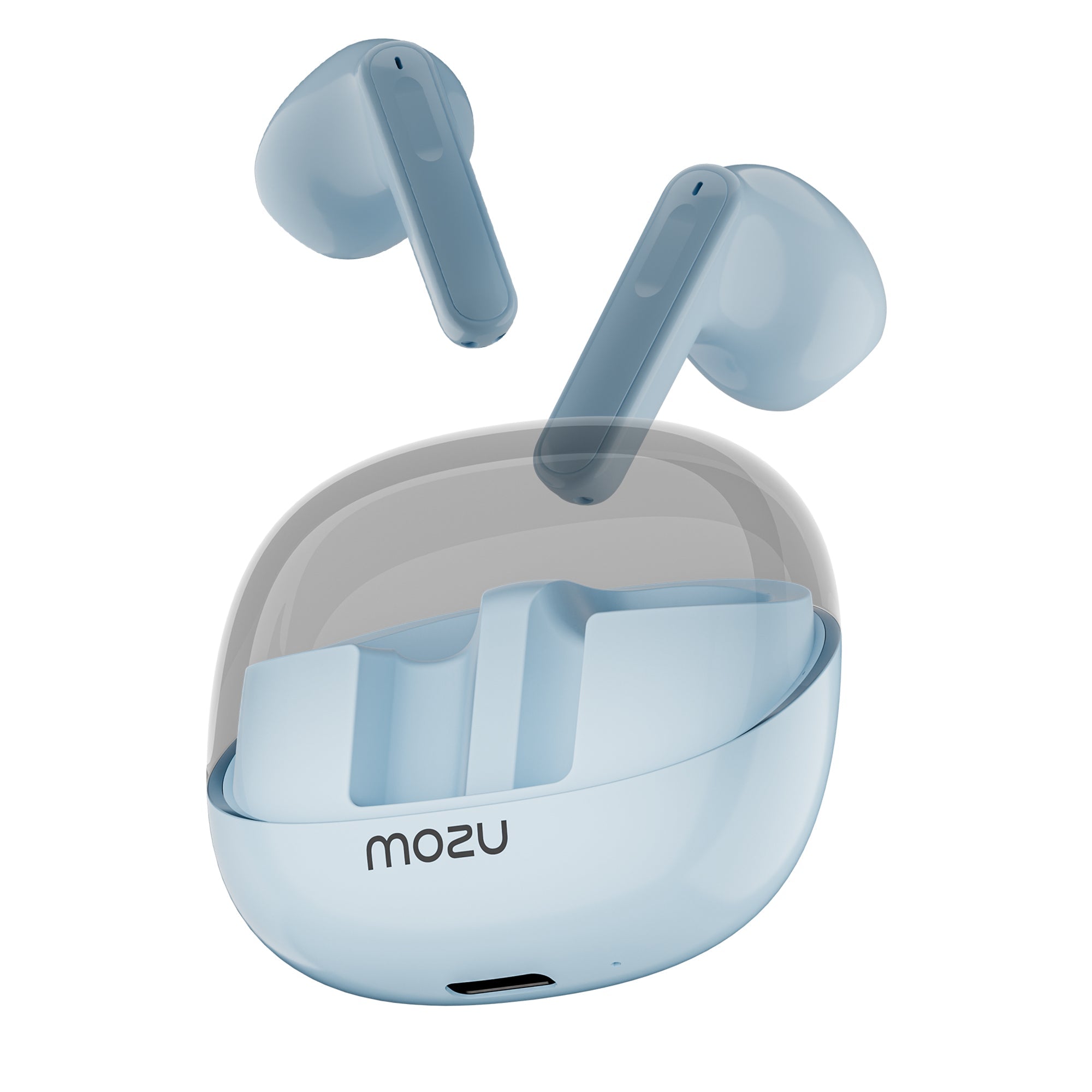 Flexibuds Klear Earbuds with ENC, MEMS Mic, Game Mode, Low Latency, Transparent Design - Mozu